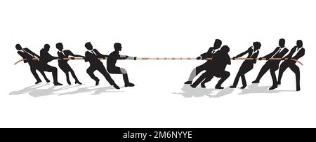 tug of war in team, business concept illustration Stock Vector