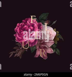 Floral word fleur typography design vector Stock Vector Image & Art - Alamy