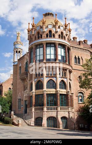 Hospital of the Holy Cross and Saint Paul, Achieved by the Architect Luis Doménech y Montaner, Barcelona, Catalonia, Spain Stock Photo