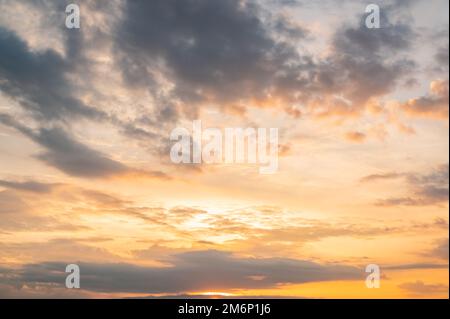 Dramatic clouds at sunset or sunrise time. Stock Photo