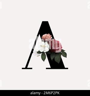 Classic and elegant floral alphabet font letter A vector Stock Vector