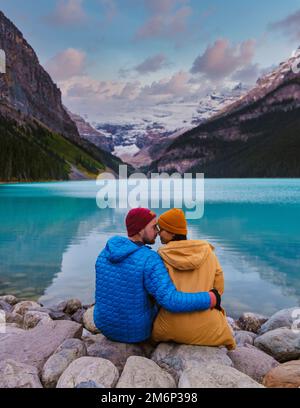 Iconic Lake Louise in Banff National Park during winter time with ...