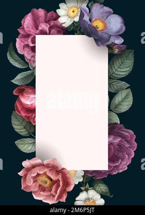 Beautiful hand drawn flower themed invitation card template vector Stock Vector