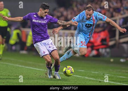 Florence, Italy. January 4, 2023 Lucas Martinez Quarta (Fiorentina) during  the Italian Serie A match between Fiorentina 1-1 Monza at Artemio Franchi  Stadium on January 4, 2023 in Florence, Italy. Credit: Maurizio
