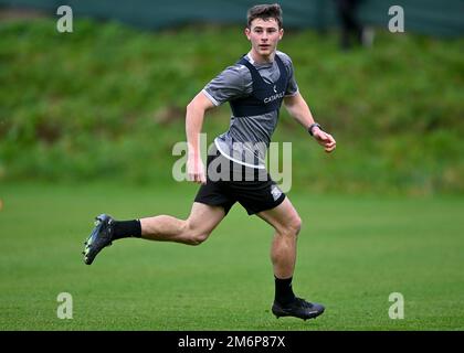 Plymouth Argyle midfielder Adam Randell  (20) during the Plymouth Argyle Training Session at Plymouth Argyle Training Ground, Plymouth, United Kingdom, 5th January 2023  (Photo by Stanley Kasala/News Images) Stock Photo