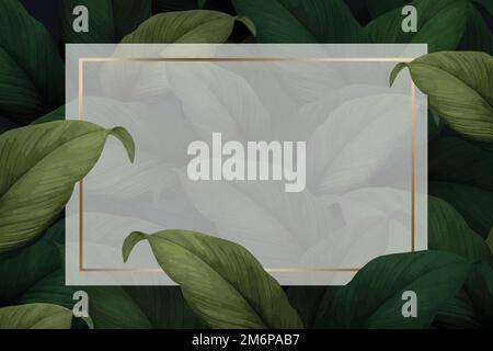 Green tropical leaves patterned poster vector Stock Vector