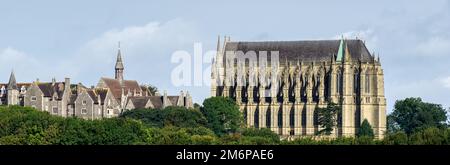 SHOREHAM-BY-SEA, WEST SUSSEX, UK, 2014. View of Lancing Chapel in Lancing College on August 30, 2014 Stock Photo