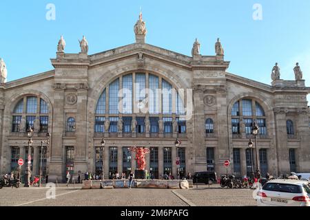 PARIS, FRANCE - AUGUST 30, 2019: This is the building of the Gare du Nord, one of the most famous train stations in the world. Stock Photo