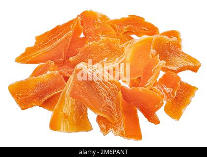 Dried chopped carrots isolated on white background Stock Photo