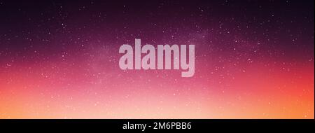 Night starry sky at sunset. Red galaxy, horizontal banner Stock Photo