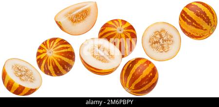 Falling vietnamese melon isolated on white background Stock Photo