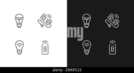 Home lighting pixel perfect linear icons set for dark, light mode Stock Vector