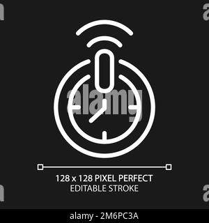 Automatic shut off timer pixel perfect white linear icon for dark theme Stock Vector