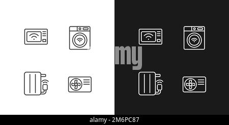 Electric appliances pixel perfect linear icons set for dark, light mode Stock Vector