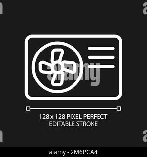 Air source heat pump pixel perfect white linear icon for dark theme Stock Vector