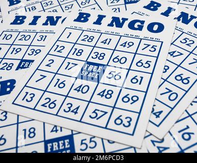 Retro bingo game cards. Stock Photo