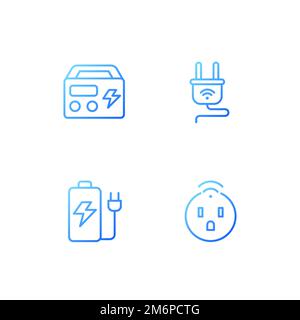 Electric devices pixel perfect gradient linear vector icons set Stock Vector