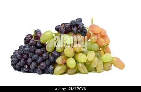 Black and green grapes on a white isolated background Stock Photo