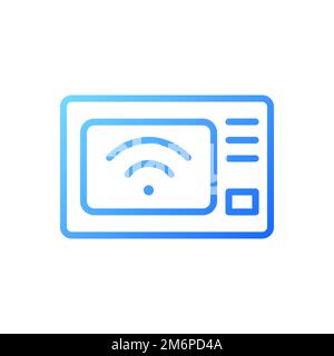 Smart microwave oven pixel perfect gradient linear vector icon Stock Vector