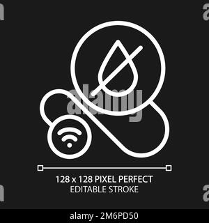 Smart leak detector pixel perfect white linear icon for dark theme Stock Vector