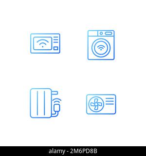 Automated electric appliances pixel perfect gradient linear vector icons set Stock Vector