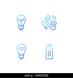 Home lighting pixel perfect gradient linear vector icons set Stock Vector