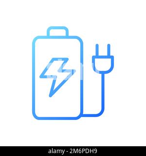Rechargeable battery pixel perfect gradient linear vector icon Stock Vector