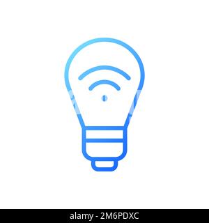 Smart light bulb pixel perfect gradient linear vector icon Stock Vector