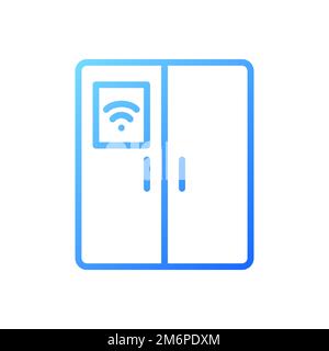 Smart fridge pixel perfect gradient linear vector icon Stock Vector