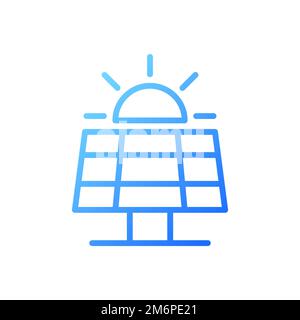 Solar panel pixel perfect gradient linear vector icon Stock Vector