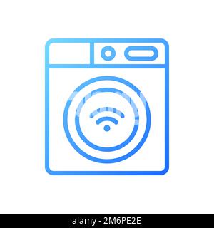 Smart washing machine pixel perfect gradient linear vector icon Stock Vector