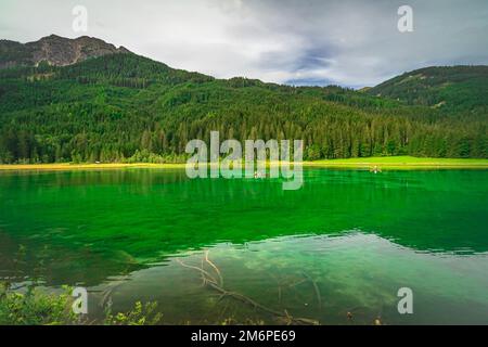 Hiking around Hunters Lake near Sankt Johann in Pongau in Austria Stock Photo