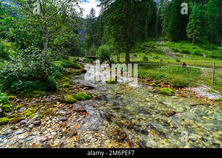 Hiking around Hunters Lake near Sankt Johann in Pongau in Austria Stock Photo