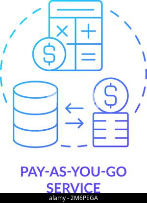 Pay as you go service blue gradient concept icon Stock Vector