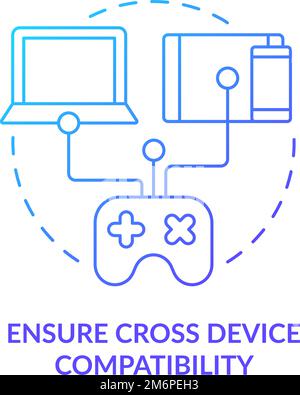 Ensure cross device compatibility blue gradient concept icon Stock Vector