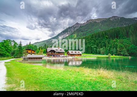 Hiking around Hunters Lake near Sankt Johann in Pongau in Austria Stock Photo