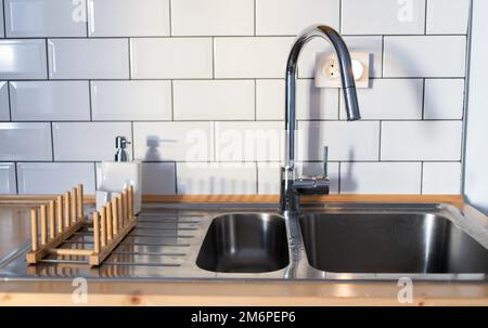 Bright modern kitchen detail mock up for product presentation Stock Photo