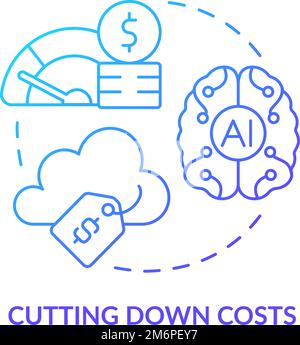 Cutting down costs blue gradient concept icon Stock Vector
