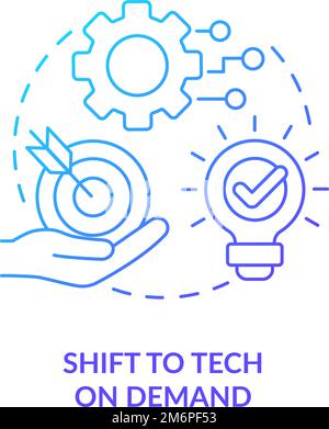 Shift to tech on demand blue gradient concept icon Stock Vector