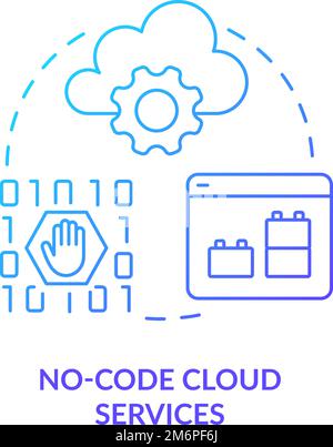 No-code cloud services blue gradient concept icon Stock Vector