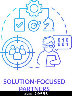 Solution focused partners blue gradient concept icon Stock Vector
