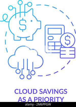 Cloud savings as priority blue gradient concept icon Stock Vector