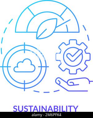 Sustainability in cloud computing blue gradient concept icon Stock Vector