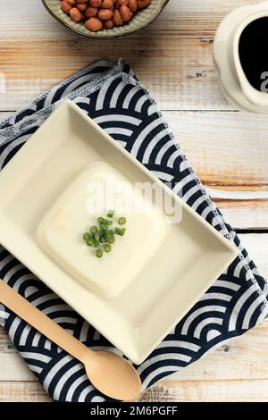 Jimami Dofu Pudding, Okinawa Traditional Tofu. Top View Stock Photo