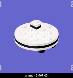 Robot vacuum cleaner, a gadget assembled from plastic cubes in isometry. Vector clipart Stock Vector