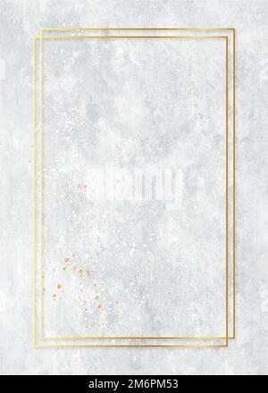 Rectangle gold frame on gray oil paint textured background vector Stock Vector