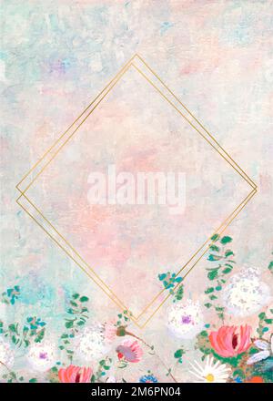 Gold rhombus frame on pastel background vector Stock Vector