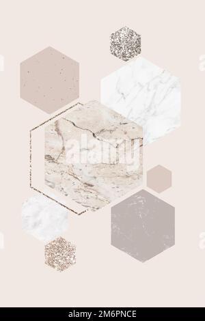 Shimmering marble pentagon collection vector Stock Vector