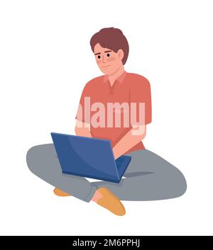 Distance working semi flat color vector character Stock Vector