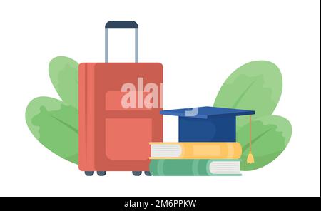 Travel to study semi flat color vector objects Stock Vector